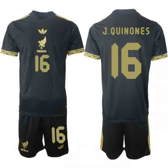 Men Mexico 2025 Soccer Jerseys BlackGold #16 J.QUINONES